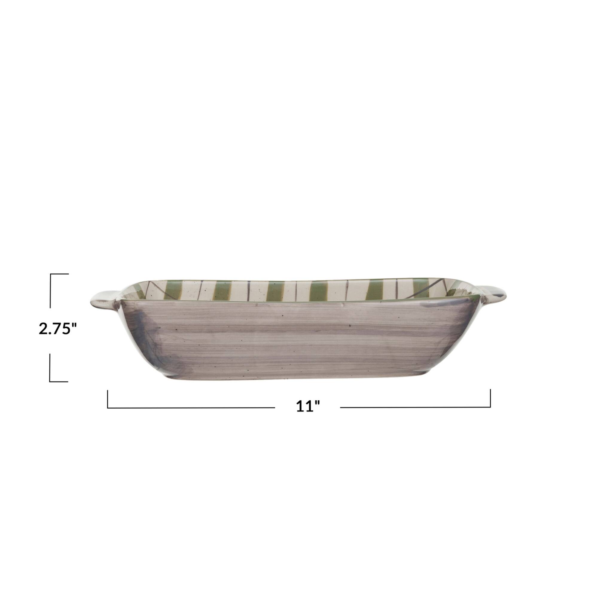 Hello Honey 1qt. Cream & Gray Plaid & Speckles Stoneware Baking Dish